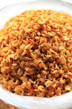 Dried shrimp in a tray at local market