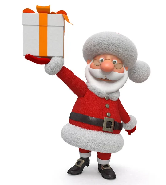 3D иллюстрация Санта-Клаус с подарком — стоковое фото