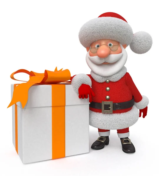 Ilustración 3d Santa Claus con un regalo — Foto de Stock