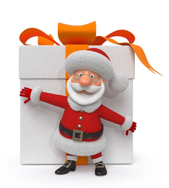3D иллюстрация Санта-Клаус с подарком — стоковое фото