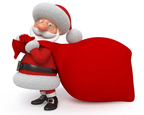 3d illustration Santa Claus with a pocket — Stock Photo, Image