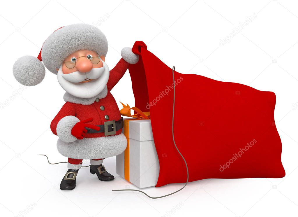 3d illustration Santa Claus with a pocket