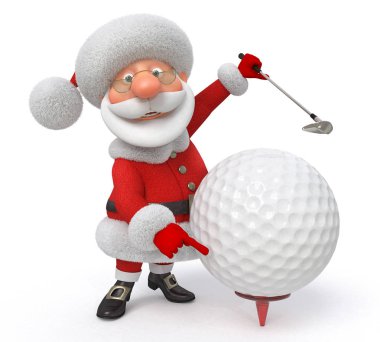 3D çizim Noel Baba golfçü