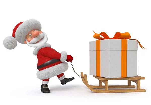 3d 插图圣诞老人带着礼物 — 图库照片