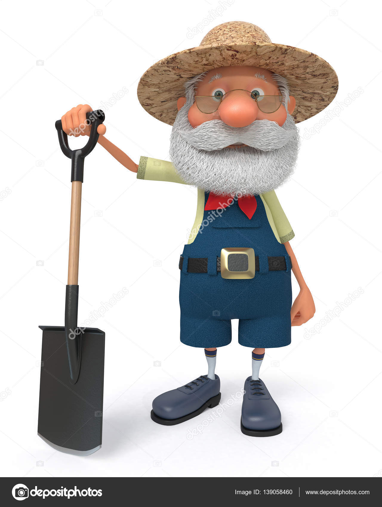 лопата автомобильная (металл краш. пожилой мужчина на огороде. дед с лопатой. дворник на белом фоне. дедушка лопата.