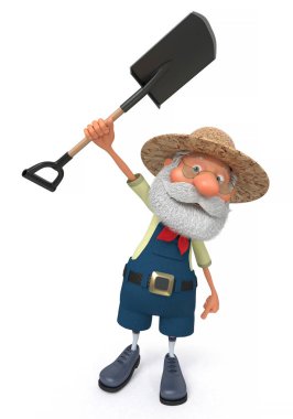 3D çizim çiftçi bir kürekle maliyeti