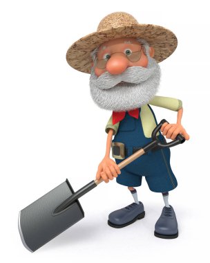 3D çizim çiftçi bir kürekle maliyeti