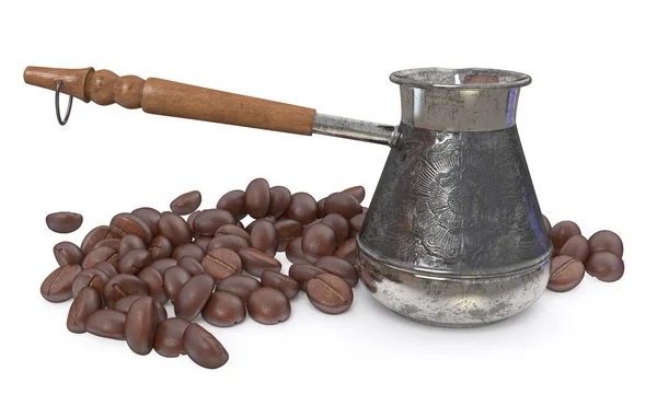 3 d 図金属トルコ ・ コーヒー豆 — ストック写真