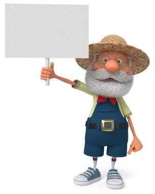 3D çizim komik çiftçi poster