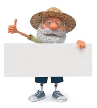 3D çizim komik çiftçi poster