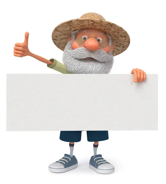 3D illustratie grappige boer poster — Stockfoto