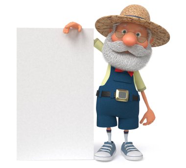 3D çizim komik çiftçi poster