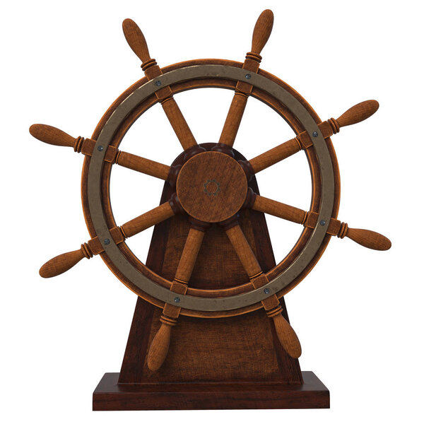 3d illustration sea captain with the wheel
