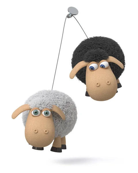 3D illustratie grappige schapen — Stockfoto