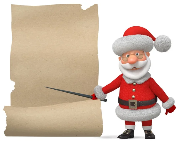 Ilustración 3d Santa Claus con el cartel —  Fotos de Stock