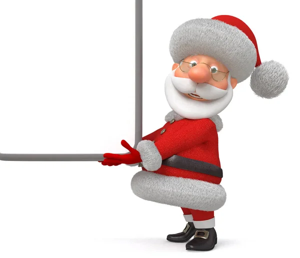 3D-Illustration Weihnachtsmann mit dem Plakat — Stockfoto