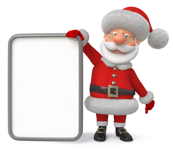 3D иллюстрация Санта-Клаус с плакатом
