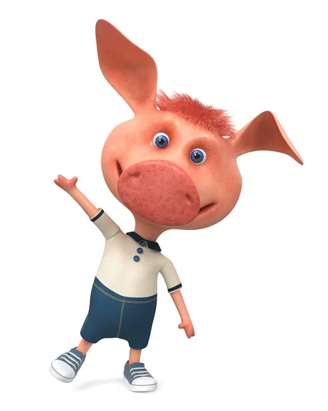3D Illustration lustiges kleines Schwein — Stockfoto