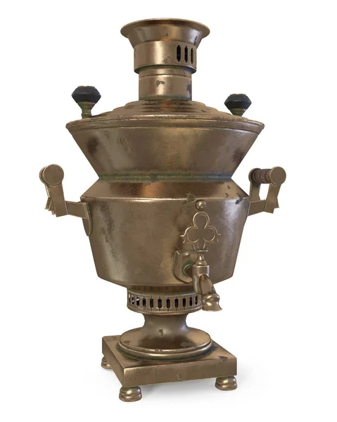 Ilustración 3d Vintage metal té de cobre samovar — Foto de Stock