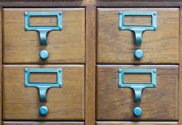 Old style wooden cabinet of library card.