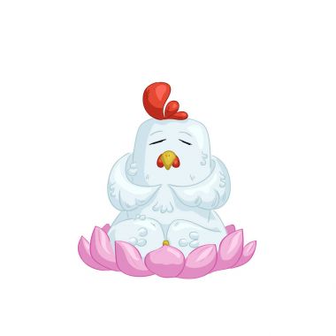 Beyaz tavuk meditasyon lotus üzerinde