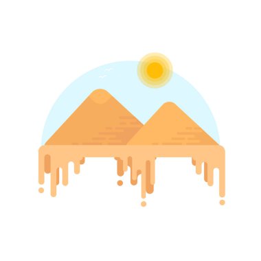 Giza, Mısır piramitleri silüeti. Düz stil illüstrasyon