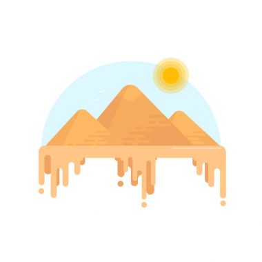 Giza, Mısır piramitleri. Düz bir stil çizimde