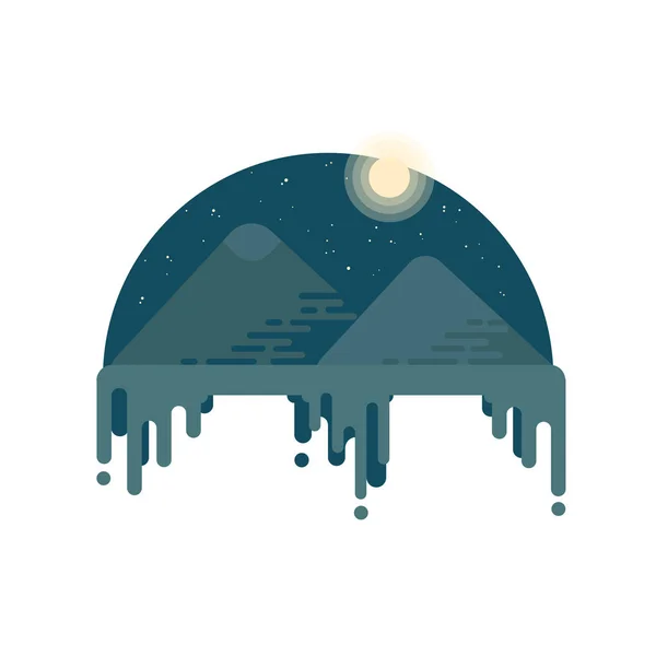 Pyramides de giza la nuit. Le désert nocturne. Illustration style plat — Image vectorielle