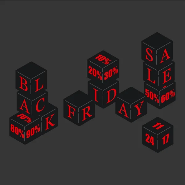 The word "sale" is laid out with isometric cubes. Vector illustration for black Friday — Stock Vector