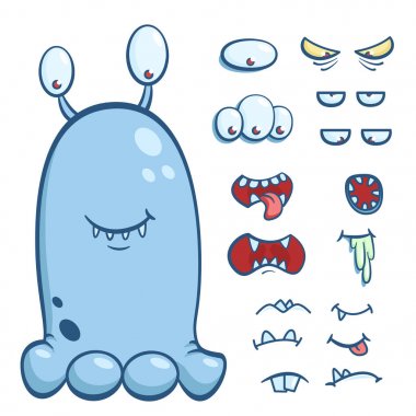 Korkunç canavarlar oluşturmak için öğeleri kümesi. Vektör çizim