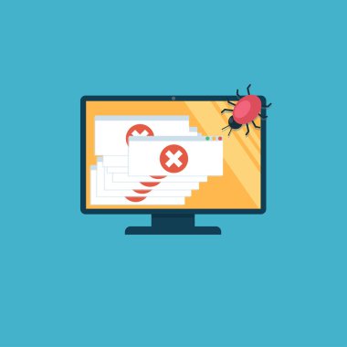 Bilgisayar virüsü. Bilgisayar, orada çok sayıda uyarı iletisi.