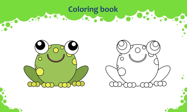 Livre à colorier pour les enfants. Couleur du dessin animé petit crapaud . — Image vectorielle