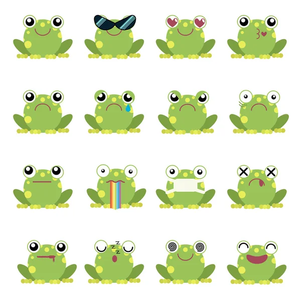 Illustration vectorielle ensemble d'émoticônes de grenouille Vecteur En Vente