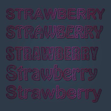 Metalik Çilek harfleri. Çıkartmalar, posterler, ambalajlar için kullanılabilir