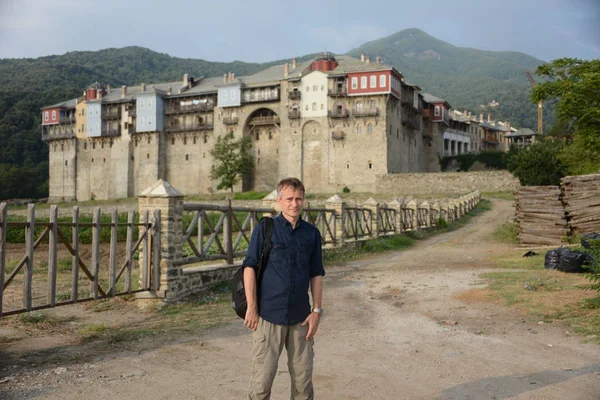 Hacı Athos manastırda arka plan üzerinde