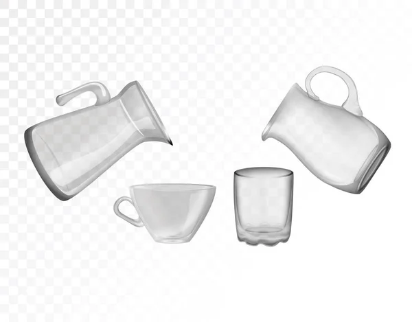 Glas, Kanne, Glas, Tasse. Dekorative Haushaltsgegenstände — Stockvektor