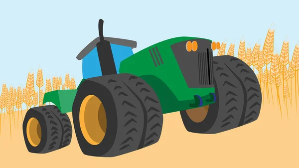 Vector illustration of agriculture with a tractor in the field. — Stock Vector