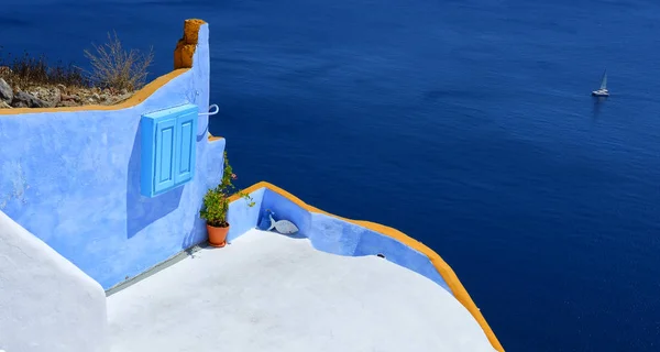 Modrá Santorini na vesnici Oia — Stock fotografie