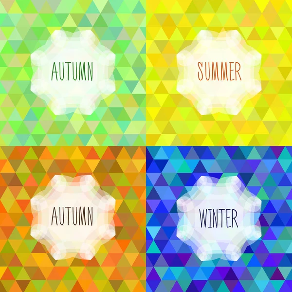 Arrière-plans triangulaires vectoriels sur le thème des quatre saisons de l'année — Image vectorielle
