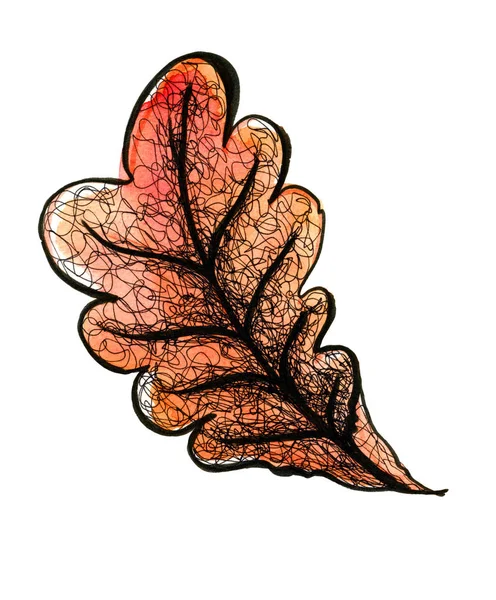 Осенний лист дуба. Акварель — стоковое фото