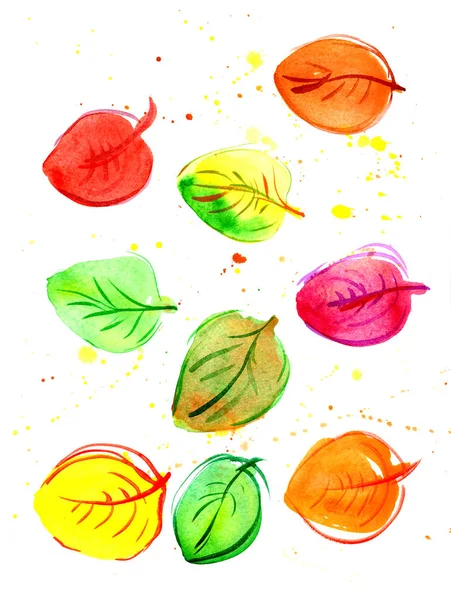 Jesienne liście akwarela — Zdjęcie stockowe