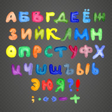 alfabe ve noktalama işaretleri, suluboya, vektör, Kiril alfabesi, Rusça