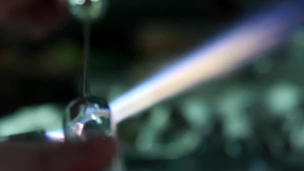 Glassblower work close-up — Stock Video