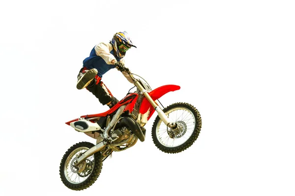 Isolated bike jump on white background — Stock Photo, Image