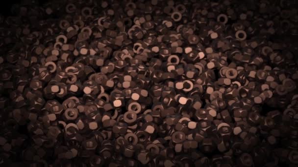 Абстрактная фоновая анимация металлических орехов — стоковое видео