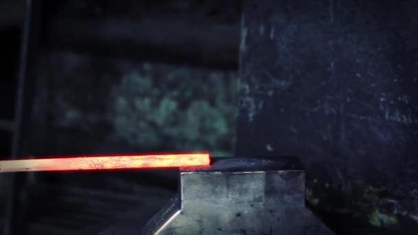 Iron bending in a smithery — стоковое видео