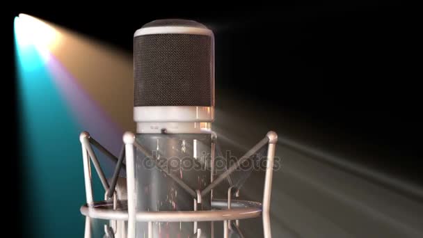 Microphone vocal de scène dans les lumières de scène sur le concert — Video