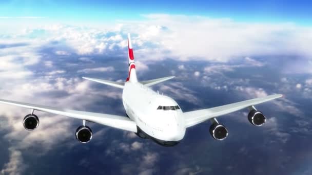 Avión de pasajeros volando sobre las nubes — Vídeos de Stock