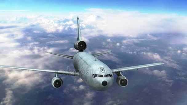 Avión de pasajeros volando sobre las nubes — Vídeos de Stock