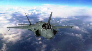 Bulutların üzerinde uçan askeri jet uçakları